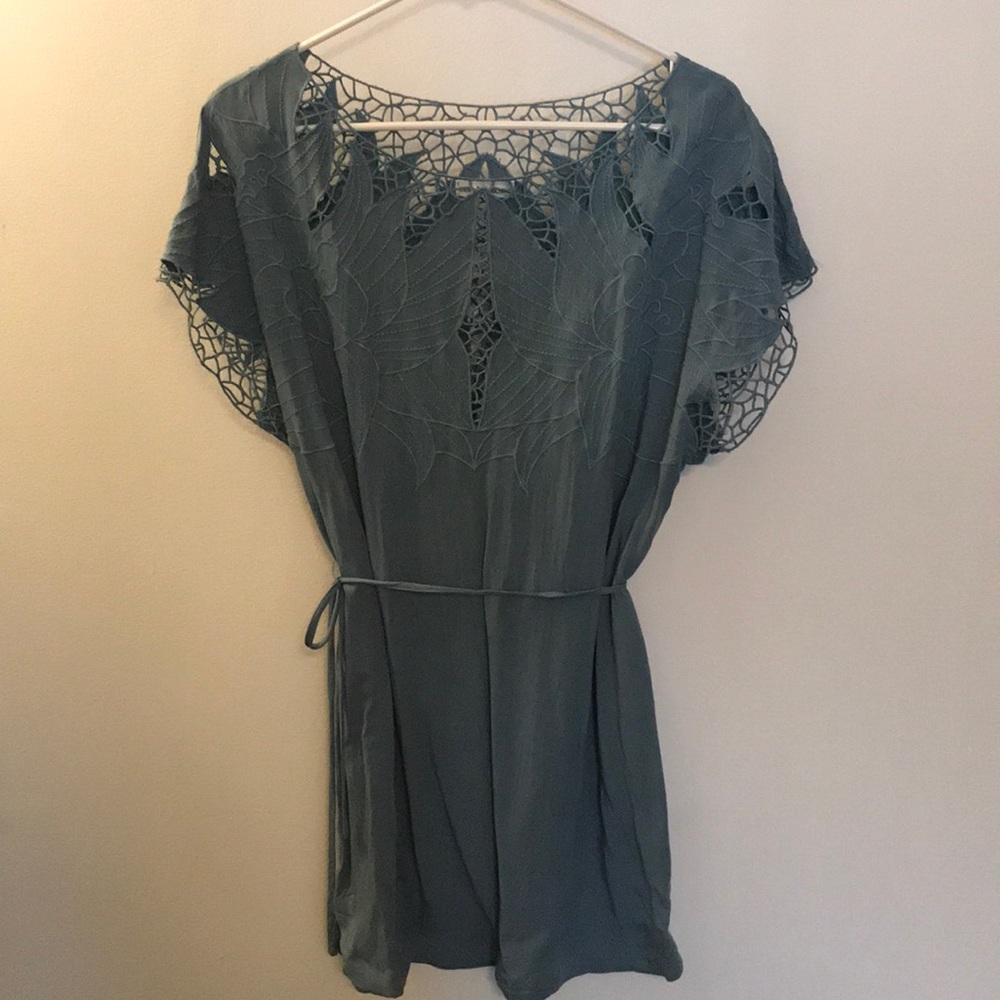 Blue dress with floral embroidering